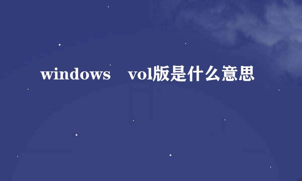 windows vol版是什么意思