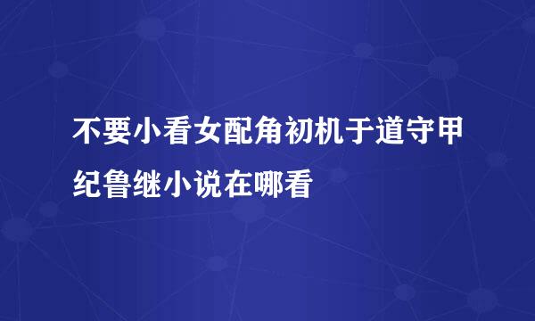 不要小看女配角初机于道守甲纪鲁继小说在哪看