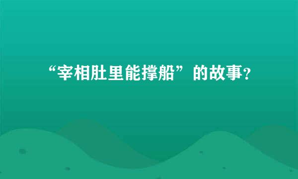 “宰相肚里能撑船”的故事？