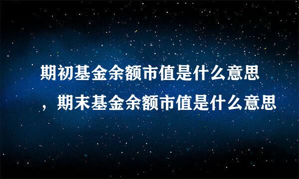 期初基金余额市值是什么意思，期末基金余额市值是什么意思