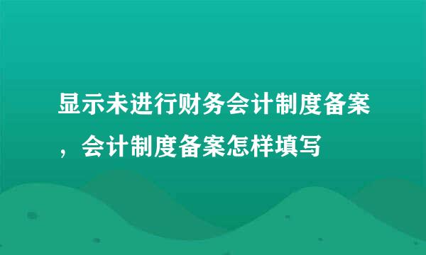 显示未进行财务会计制度备案，会计制度备案怎样填写