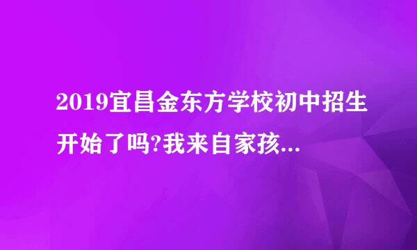 2019宜昌金东方学校初中招生开始了吗?我来自家孩孩子想上。