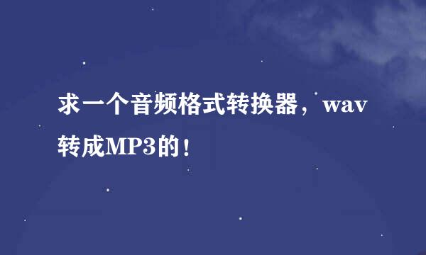 求一个音频格式转换器，wav转成MP3的！