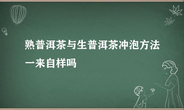 熟普洱茶与生普洱茶冲泡方法一来自样吗