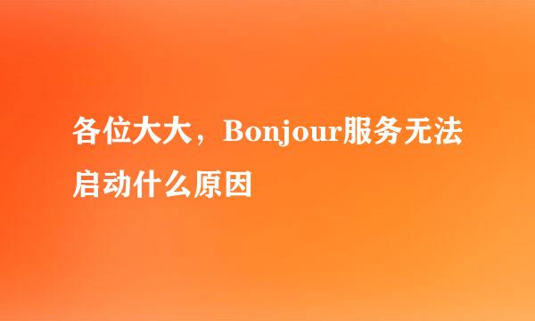 各位大大，Bonjour服务无法启动什么原因