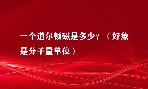 一个道尔顿磁是多少？（好象是分子量单位）