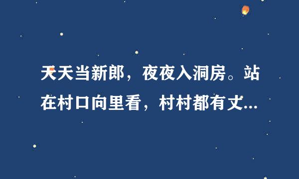 天天当新郎，夜夜入洞房。站在村口向里看，村村都有丈母娘。打一名称