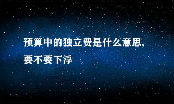 预算中的独立费是什么意思,要不要下浮