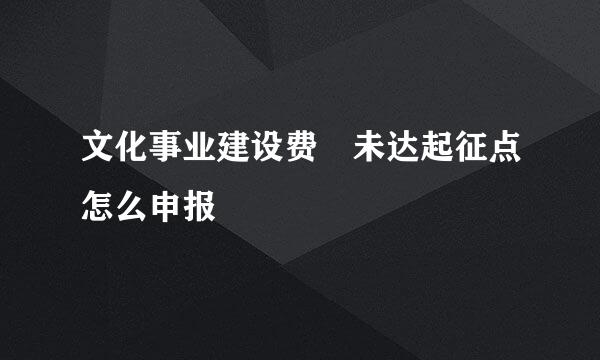 文化事业建设费 未达起征点怎么申报