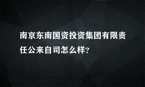 南京东南国资投资集团有限责任公来自司怎么样？