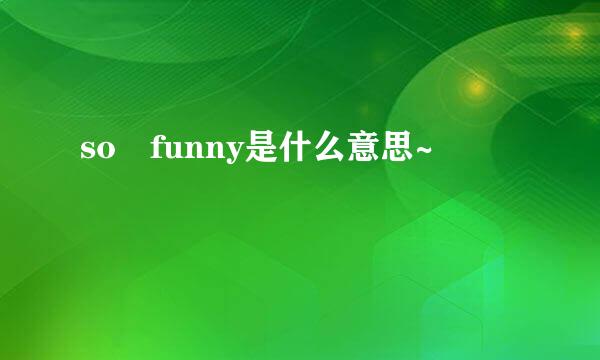 so funny是什么意思~