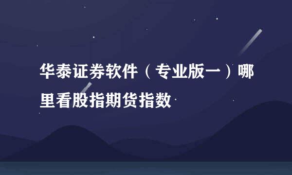 华泰证券软件（专业版一）哪里看股指期货指数