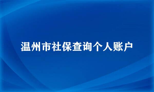 温州市社保查询个人账户