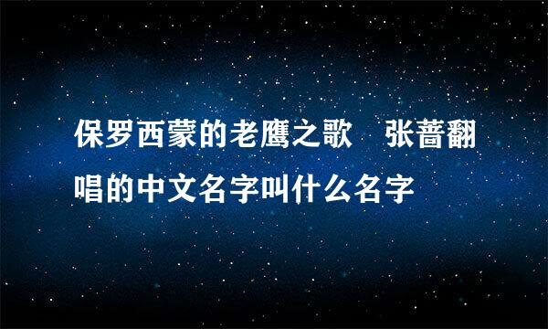 保罗西蒙的老鹰之歌 张蔷翻唱的中文名字叫什么名字