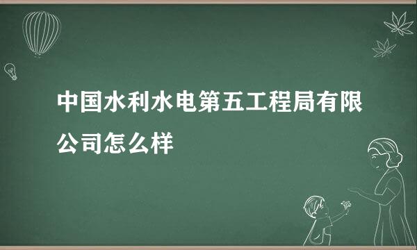 中国水利水电第五工程局有限公司怎么样