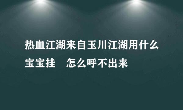 热血江湖来自玉川江湖用什么宝宝挂 怎么呼不出来