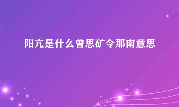 阳亢是什么曾思矿令那南意思