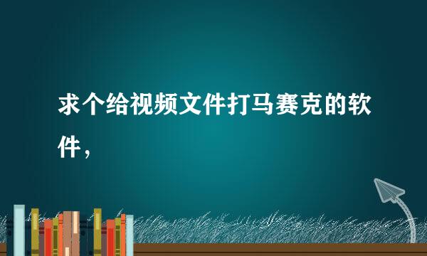 求个给视频文件打马赛克的软件，