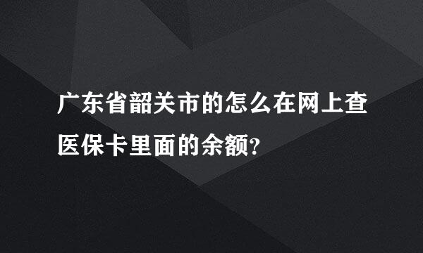 广东省韶关市的怎么在网上查医保卡里面的余额？