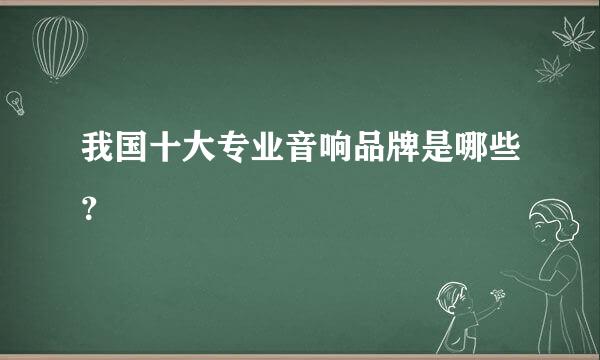 我国十大专业音响品牌是哪些？