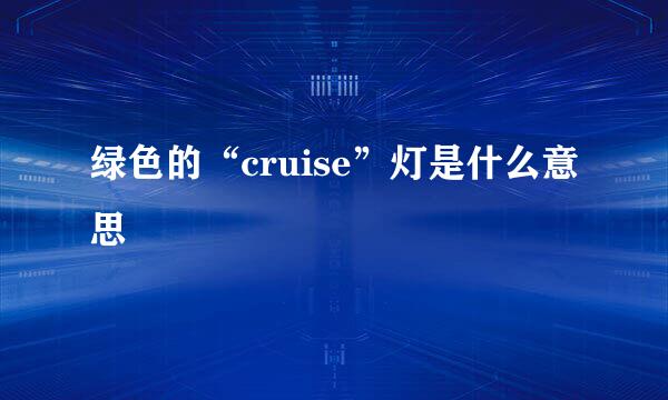 绿色的“cruise”灯是什么意思