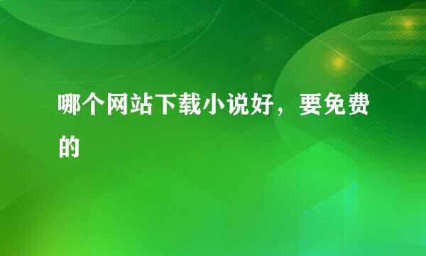 哪个网站下载小说好，要免费的