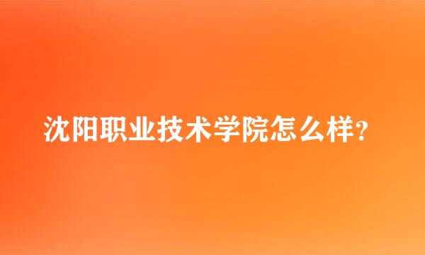 沈阳职业技术学院怎么样？