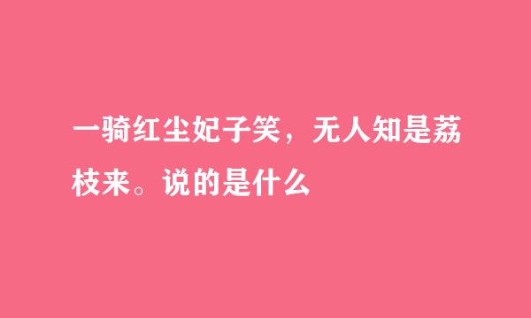 一骑红尘妃子笑，无人知是荔枝来。说的是什么