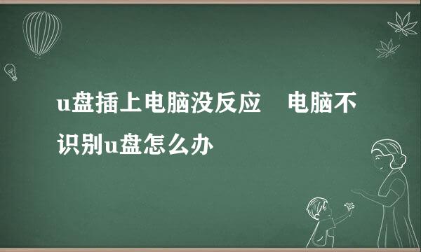 u盘插上电脑没反应 电脑不识别u盘怎么办