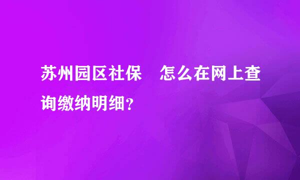 苏州园区社保 怎么在网上查询缴纳明细？