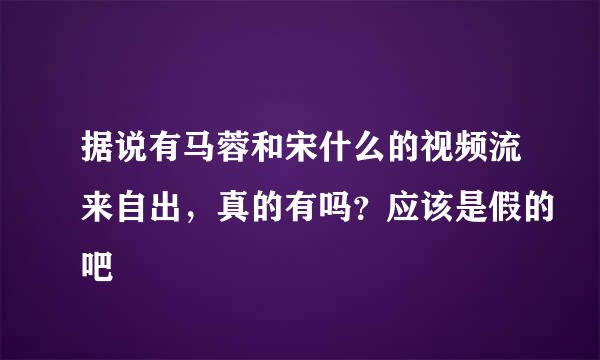 据说有马蓉和宋什么的视频流来自出，真的有吗？应该是假的吧