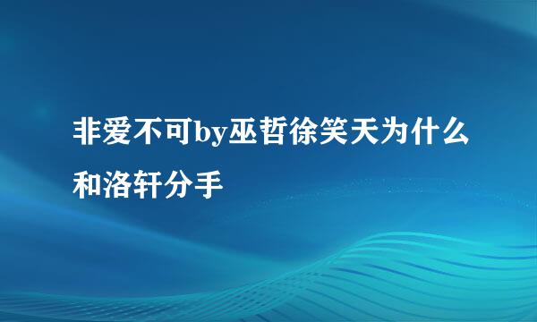 非爱不可by巫哲徐笑天为什么和洛轩分手