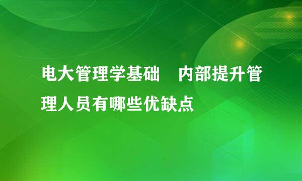 电大管理学基础 内部提升管理人员有哪些优缺点