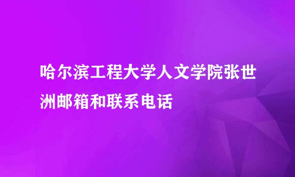 哈尔滨工程大学人文学院张世洲邮箱和联系电话