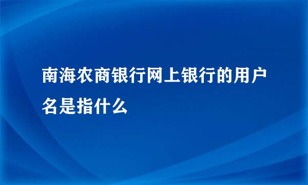 南海农商银行网上银行的用户名是指什么