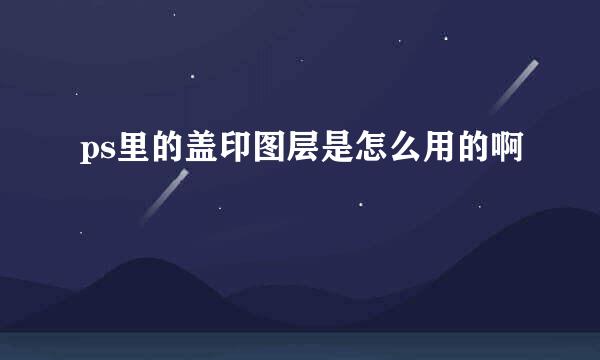 ps里的盖印图层是怎么用的啊