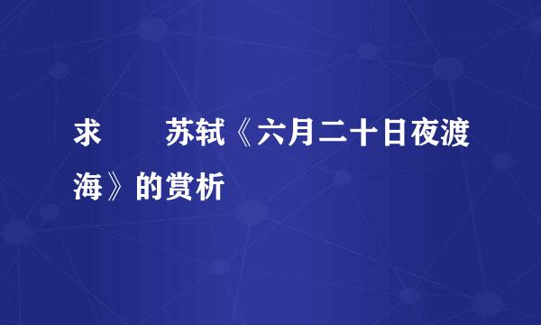 求  苏轼《六月二十日夜渡海》的赏析