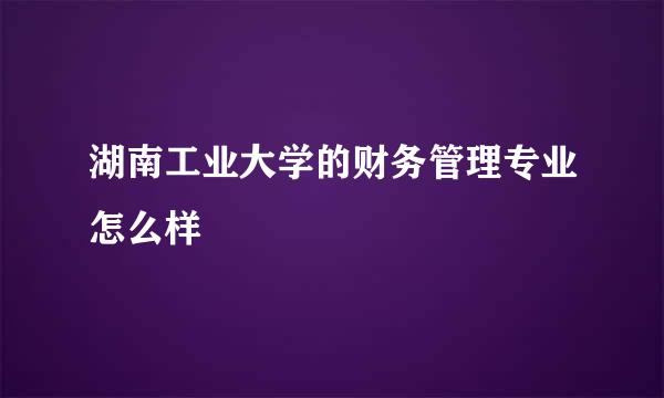 湖南工业大学的财务管理专业怎么样