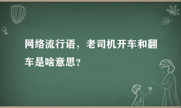 网络流行语，老司机开车和翻车是啥意思？