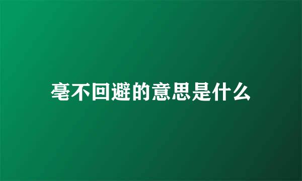 亳不回避的意思是什么