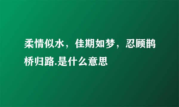 柔情似水，佳期如梦，忍顾鹊桥归路.是什么意思