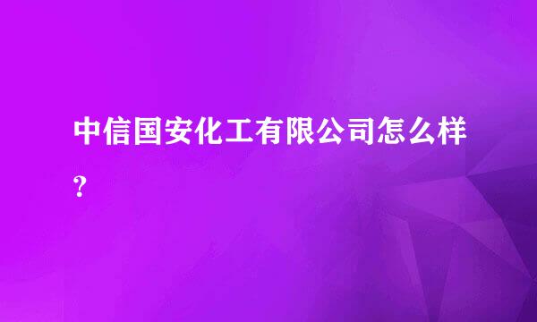 中信国安化工有限公司怎么样？