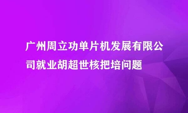 广州周立功单片机发展有限公司就业胡超世核把培问题