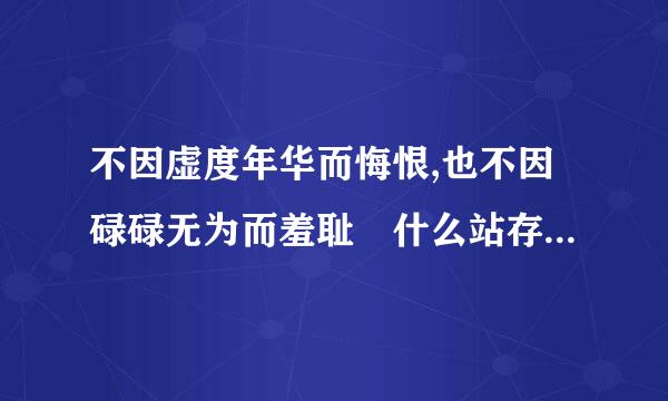 不因虚度年华而悔恨,也不因碌碌无为而羞耻 什么站存视力意思