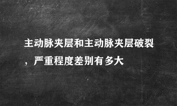 主动脉夹层和主动脉夹层破裂，严重程度差别有多大