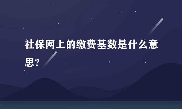 社保网上的缴费基数是什么意思?