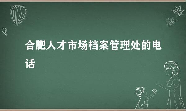 合肥人才市场档案管理处的电话