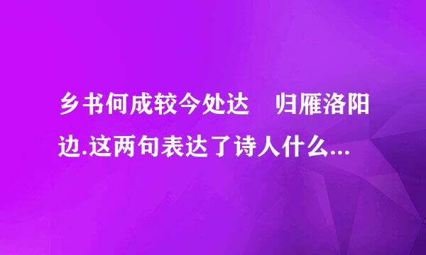 乡书何成较今处达 归雁洛阳边.这两句表达了诗人什么样的思想感情