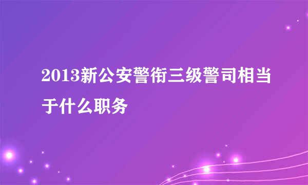 2013新公安警衔三级警司相当于什么职务