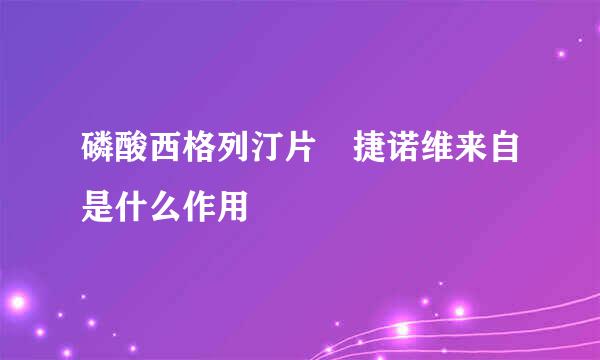 磷酸西格列汀片 捷诺维来自是什么作用